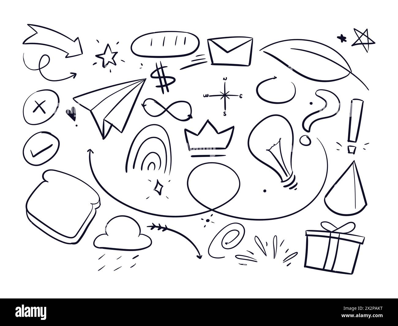 Griffonnages aléatoires. Vecteur de jeu de dessin Scribbles aléatoire. Scribble Doodle Set vecteur. Illustration de Vecteur