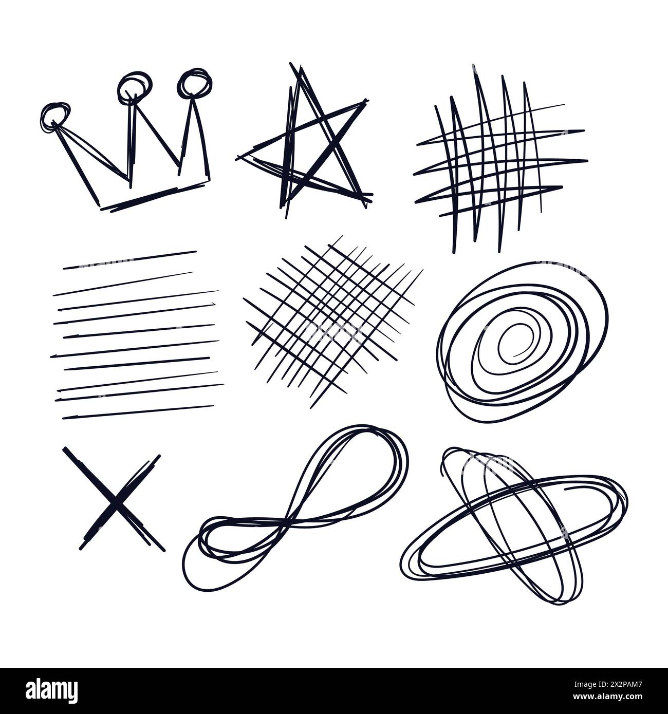 Griffonnages aléatoires. Vecteur de jeu de dessin Scribbles aléatoire. Scribble Doodle Set vecteur. Illustration de Vecteur