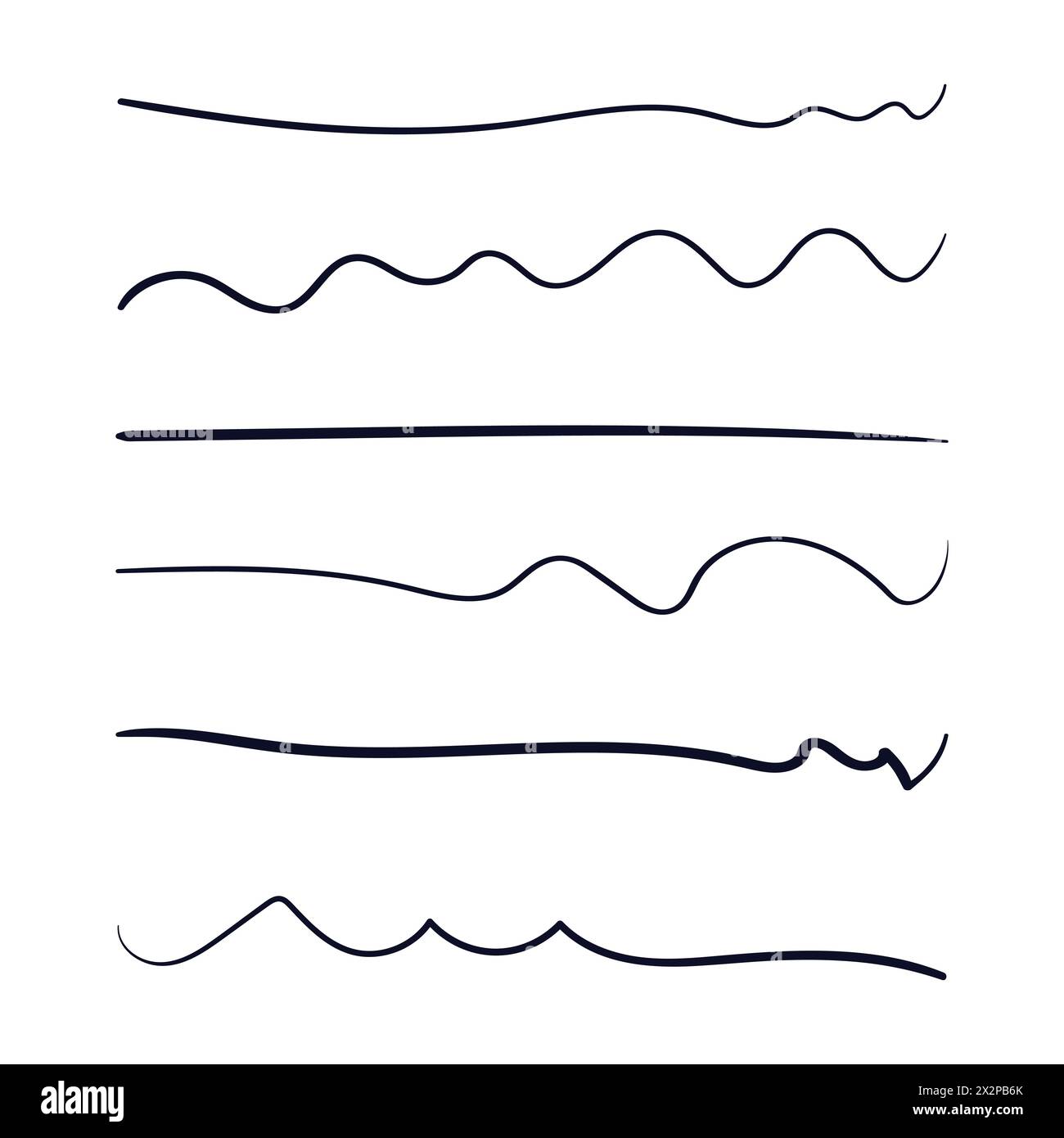 Griffonnages de ligne. Vecteur de jeu de dessin de lignes Scribbles. Scribble Doodle Set vecteur. Illustration de Vecteur