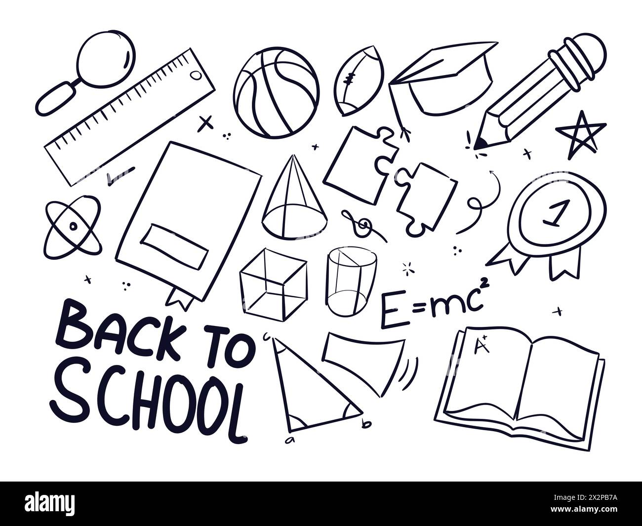 Écolier Scribbles. Back to School Scribbles dessin Set Vector. Éducation Student Scribble Doodle Set Vector. Illustration de Vecteur