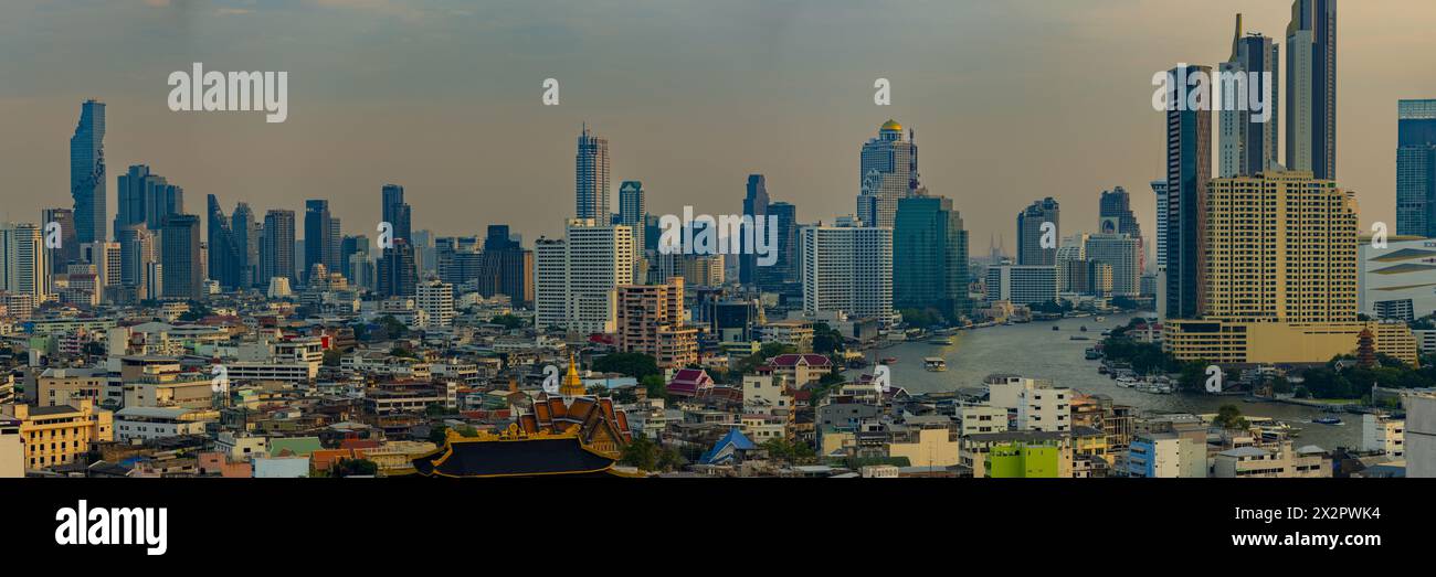 Panorama de Chinatown à l'horizon de Bangkok, Thaïlande, Asie Banque D'Images