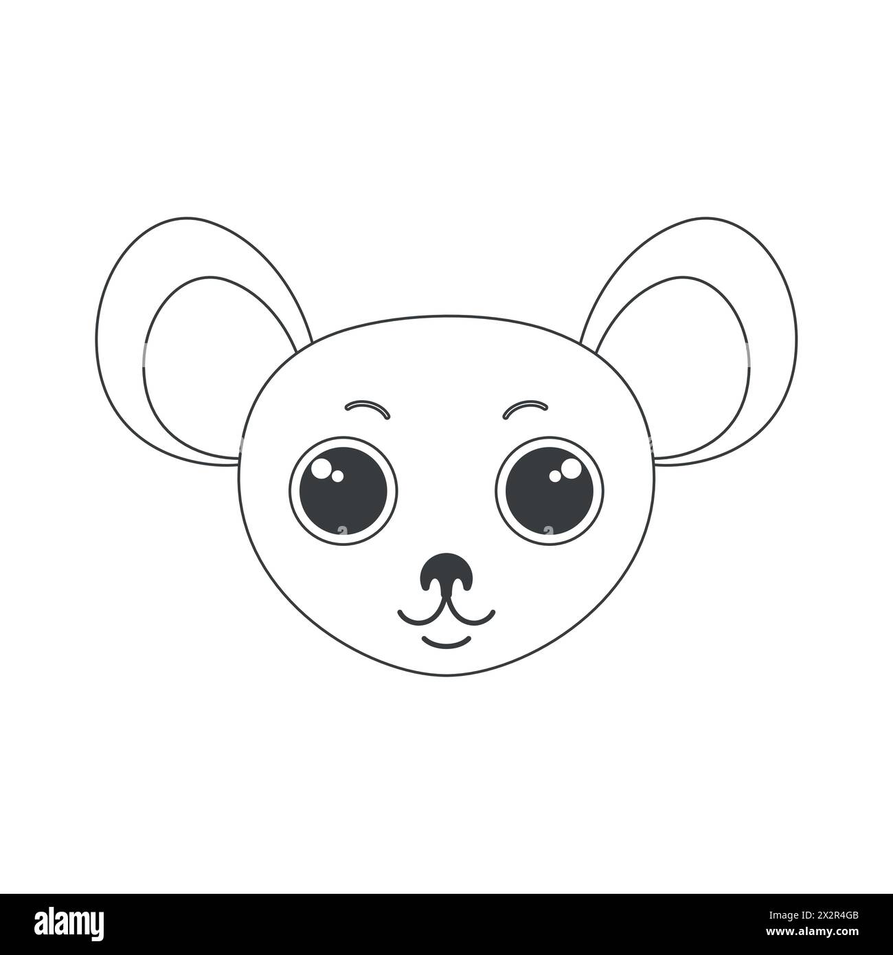 Visage de souris mignon, tête d'animaux de forme simple, illustration vectorielle de petit rat de rongeur à fourrure Illustration de Vecteur