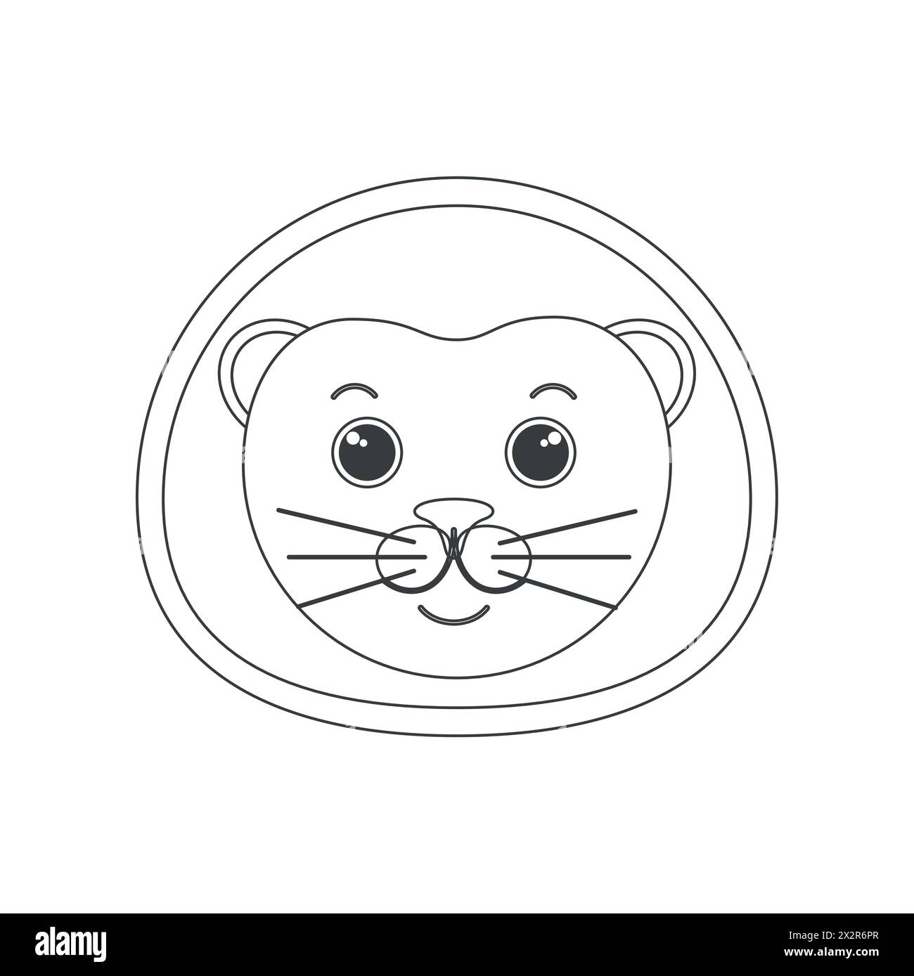 Mignon visage de lion, tête de drôle roi de jungle de simple illustration vectorielle de forme géométrique Illustration de Vecteur