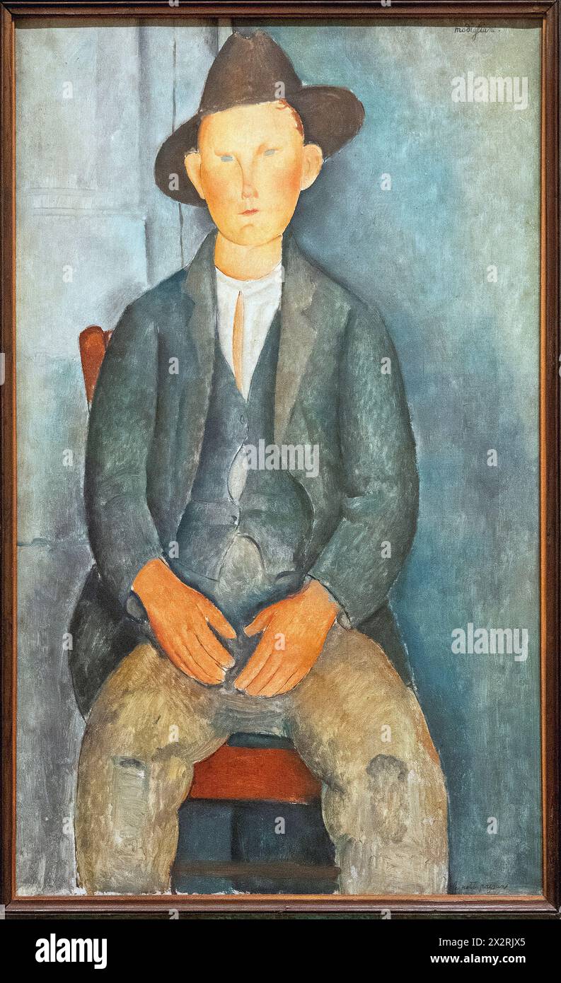 Petit paysan c1918 huile sur toile peinture par Amedeo Modigliani Banque D'Images