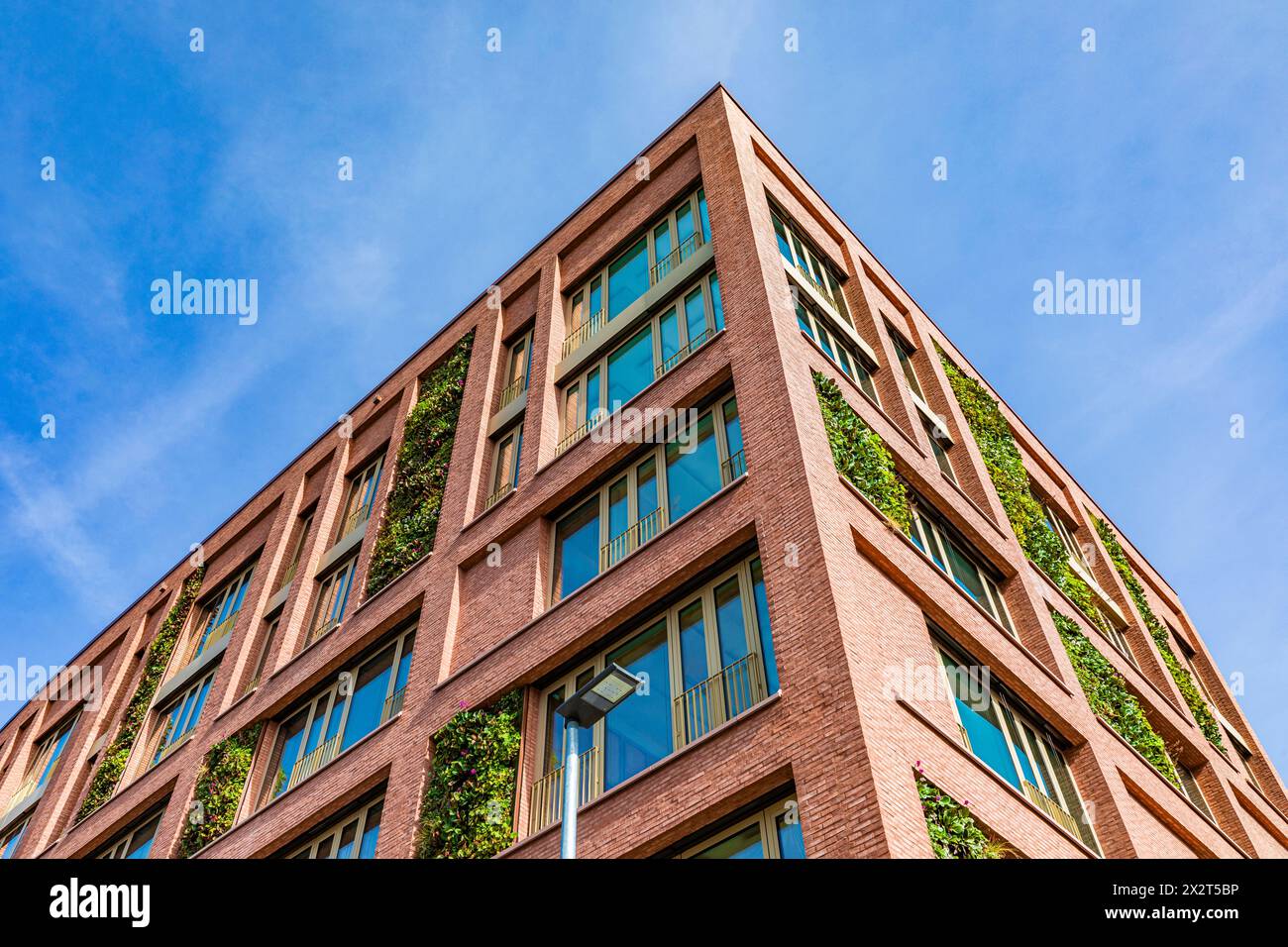 Allemagne, Bade-Wurtemberg, Stuttgart, immeuble de bureaux avec façade verdoyante Banque D'Images