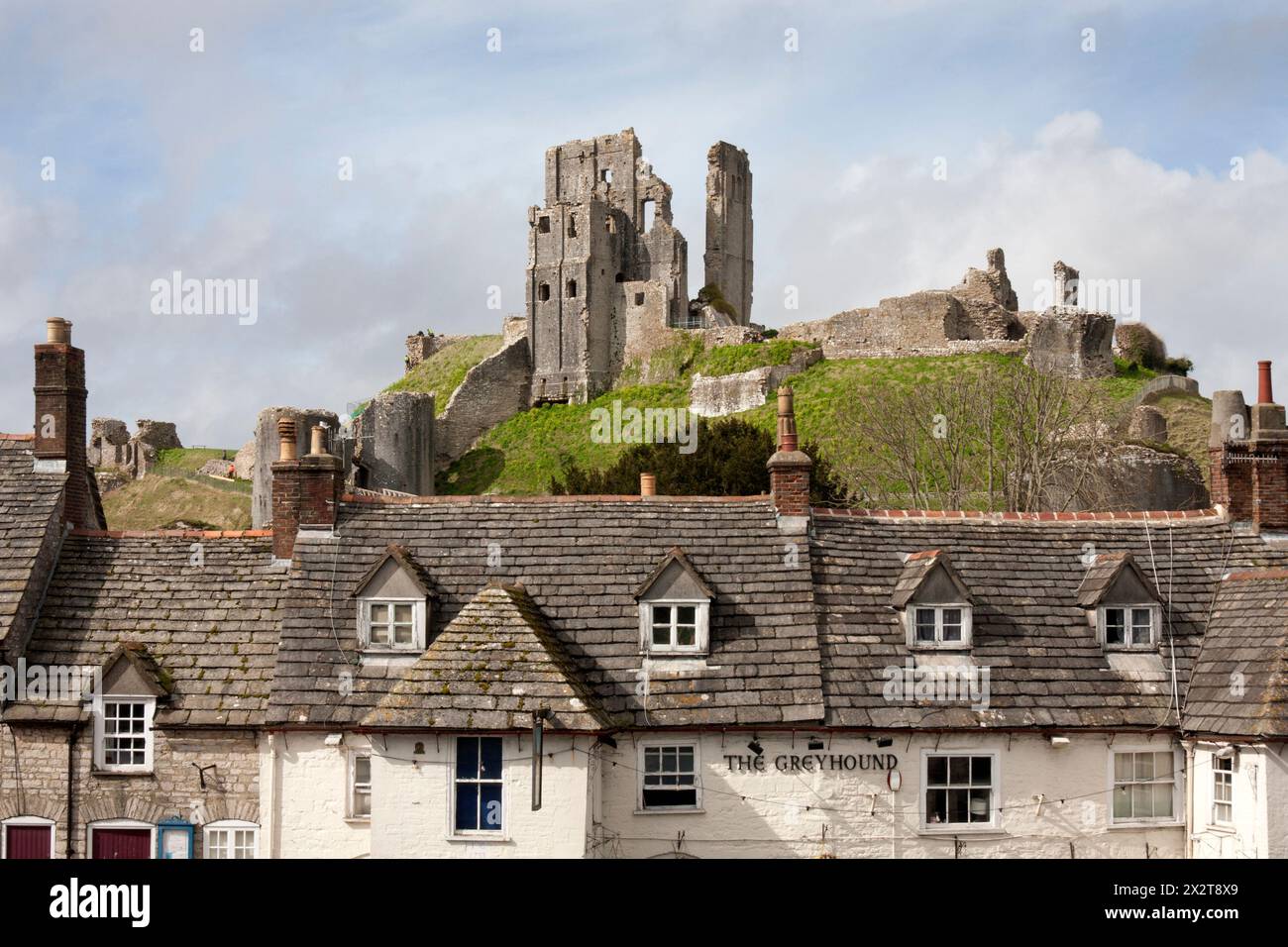 Château de Corfe, à l'île de Purbeck, Dorset, Angleterre Banque D'Images