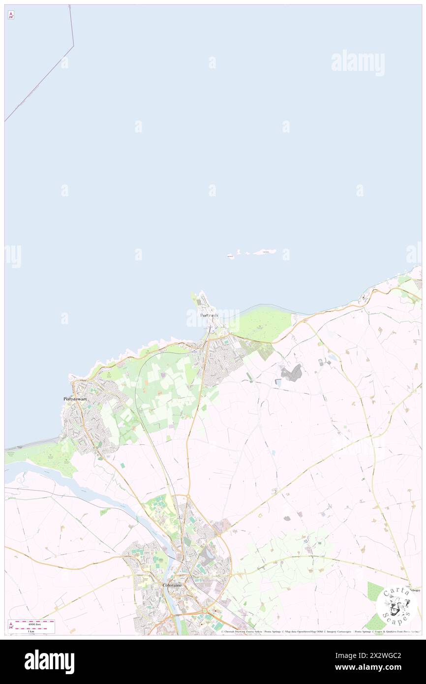 Portrush, Causeway Coast and Glens, GB, Royaume-Uni, Irlande du Nord, N 55 11' 45'', S 6 38' 57'', carte, Cartascapes carte publiée en 2024. Explorez Cartascapes, une carte qui révèle la diversité des paysages, des cultures et des écosystèmes de la Terre. Voyage à travers le temps et l'espace, découvrir l'interconnexion du passé, du présent et de l'avenir de notre planète. Banque D'Images