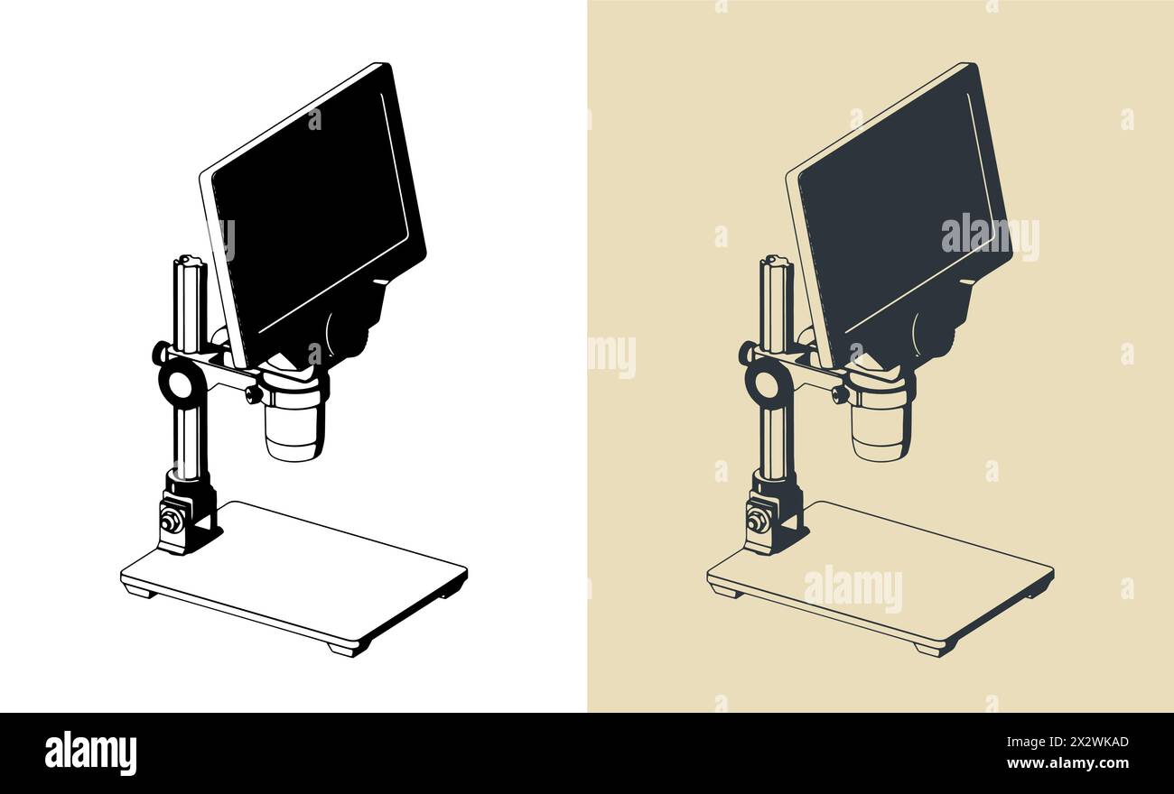 Illustrations vectorielles stylisées d'un microscope numérique Illustration de Vecteur