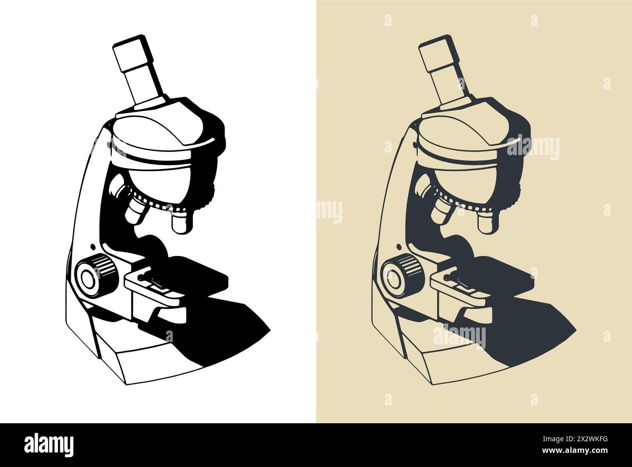 Illustrations vectorielles stylisées du microscope Illustration de Vecteur