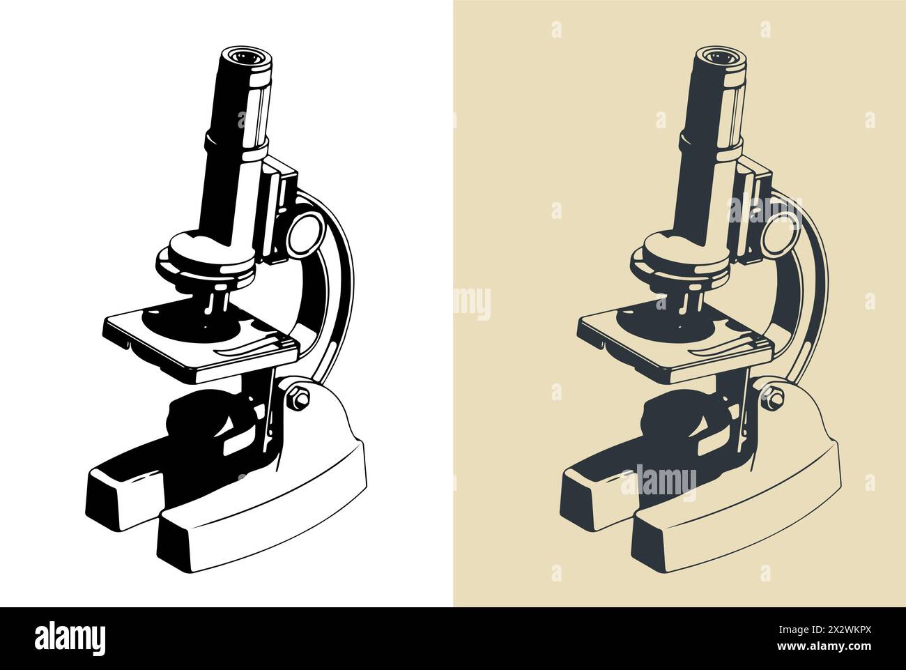 Illustrations vectorielles stylisées du microscope Illustration de Vecteur
