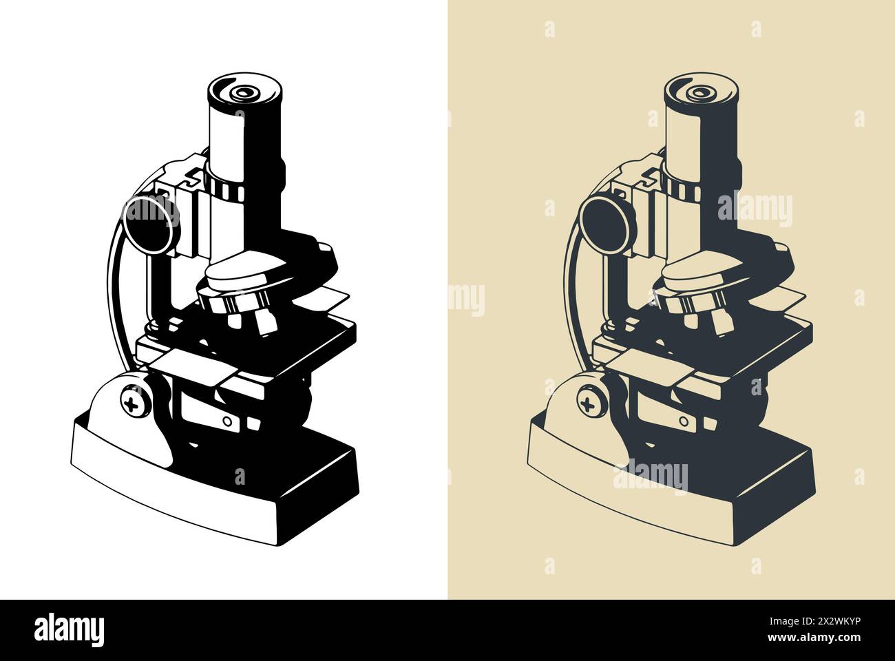 Illustrations vectorielles stylisées du microscope Illustration de Vecteur