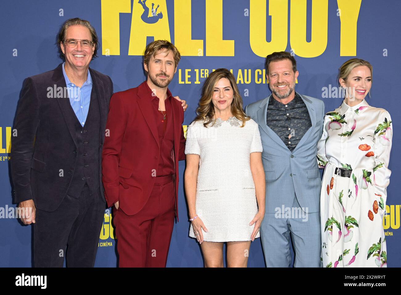 Paris, France. 23 avril 2024. Guymon Casady, Ryan Gosling, Kelly McCormick, David Leitch et Emily Blunt présents à la Fall Guy Premiere au cinéma UGC Normandie à Paris, le 23 avril 2024. Photo par Aurore Marechal/ABACAPRESS.COM crédit : Abaca Press/Alamy Live News Banque D'Images