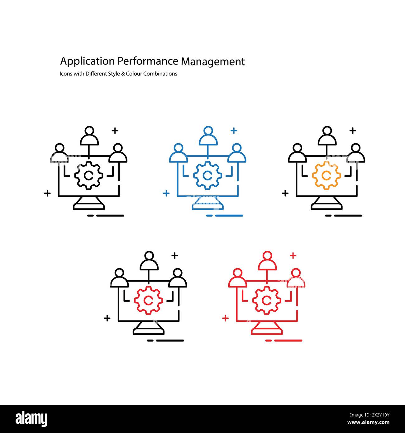 Gestion des performances applicatives et optimisation des performances applicatives conception d'icônes vectorielles Illustration de Vecteur