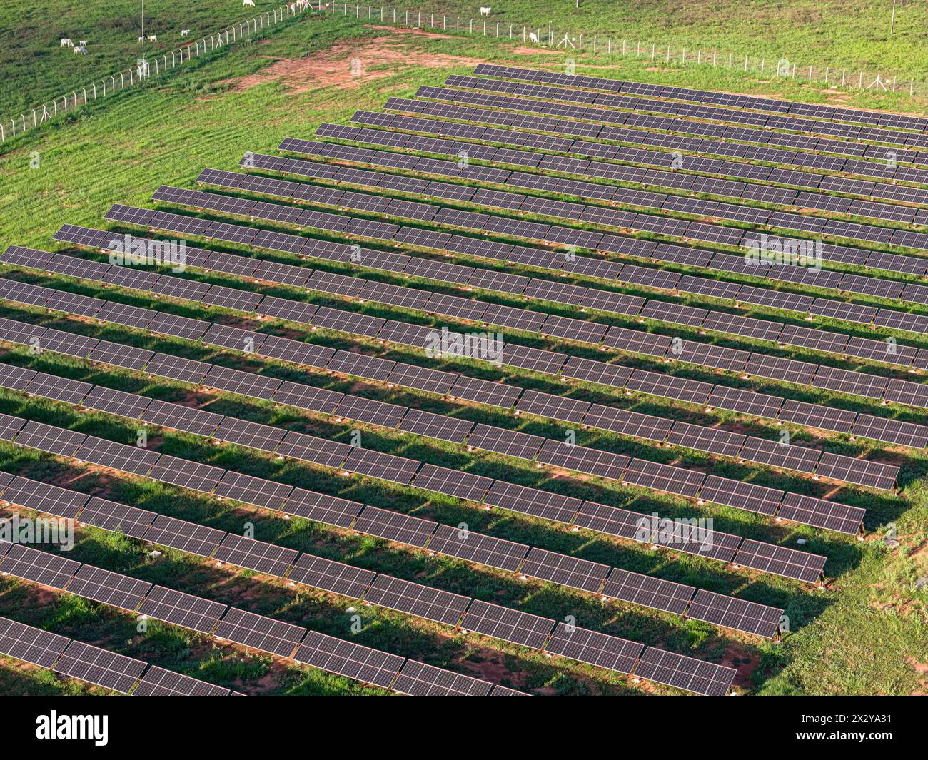 image aérienne de la centrale d'énergie solaire dans la zone rurale Banque D'Images