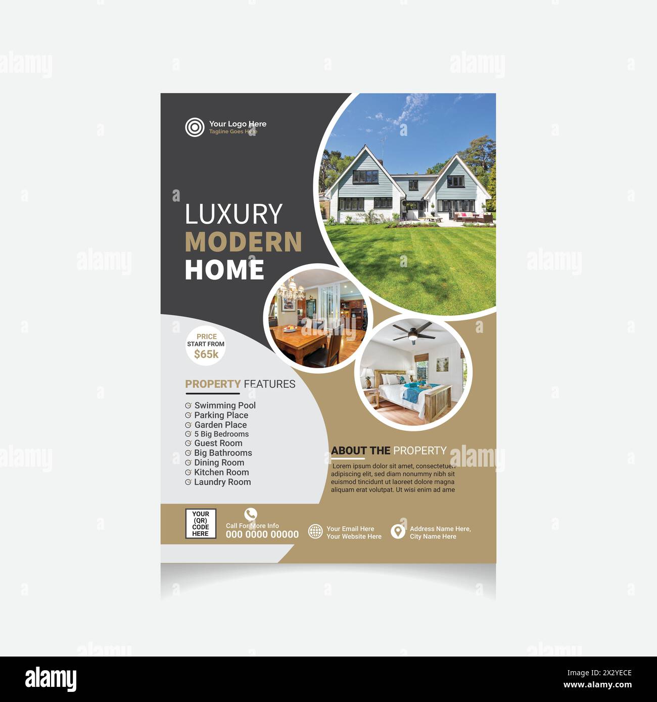 Conception de flyer immobilier Illustration de Vecteur