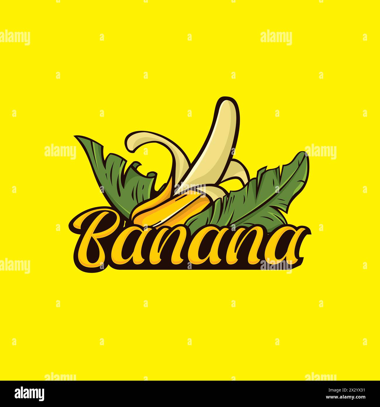 Logo d'illustration de banane, conception d'icône de feuille de banane Illustration de Vecteur