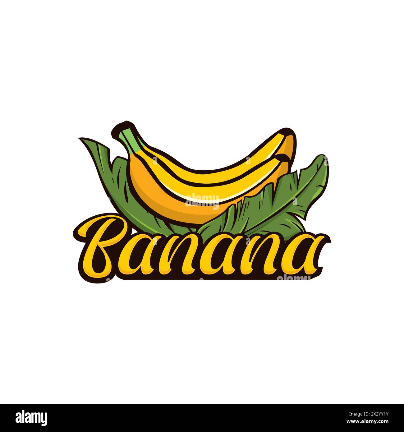 Banane illustration logo, icône de feuille de banane Design simple, fruit de banane Illustration de Vecteur