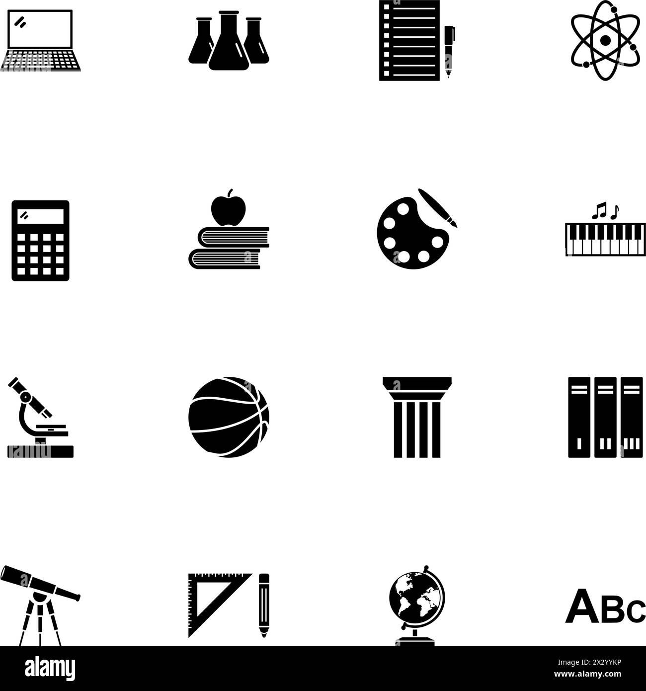 Icône de sujet scolaire - agrandir à n'importe quelle taille - changer à n'importe quelle couleur. Perfect Flat Vector contient des icônes telles que la musique, la science, l'histoire, le sport, l'éducation, Illustration de Vecteur