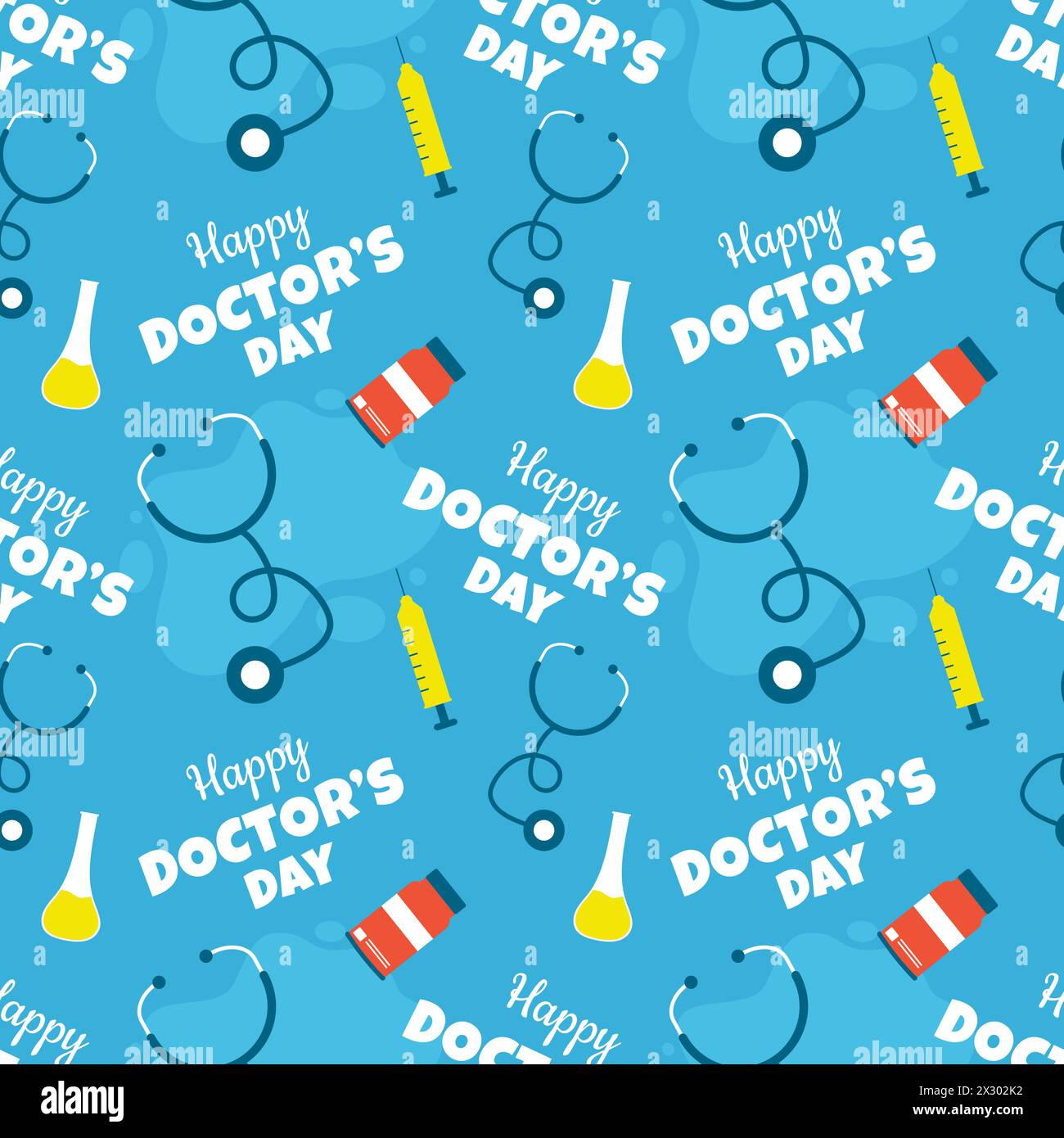 Doctors Day Design de modèle sans couture avec équipement médical dans l'illustration plate dessinée à la main de dessin animé modèle Illustration de Vecteur