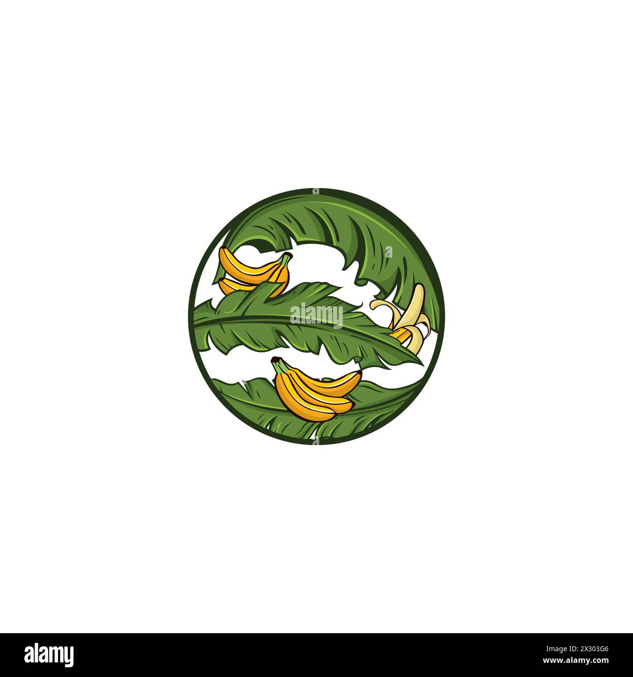 Illustration banane et feuille de banane, parfaite pour les logos alimentaires et agricoles Illustration de Vecteur