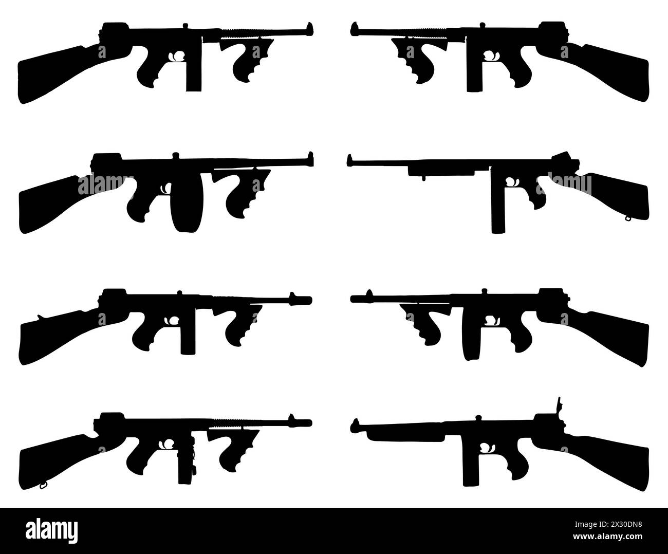 Thompson M1921 Guns silhouette vecteur art Illustration de Vecteur
