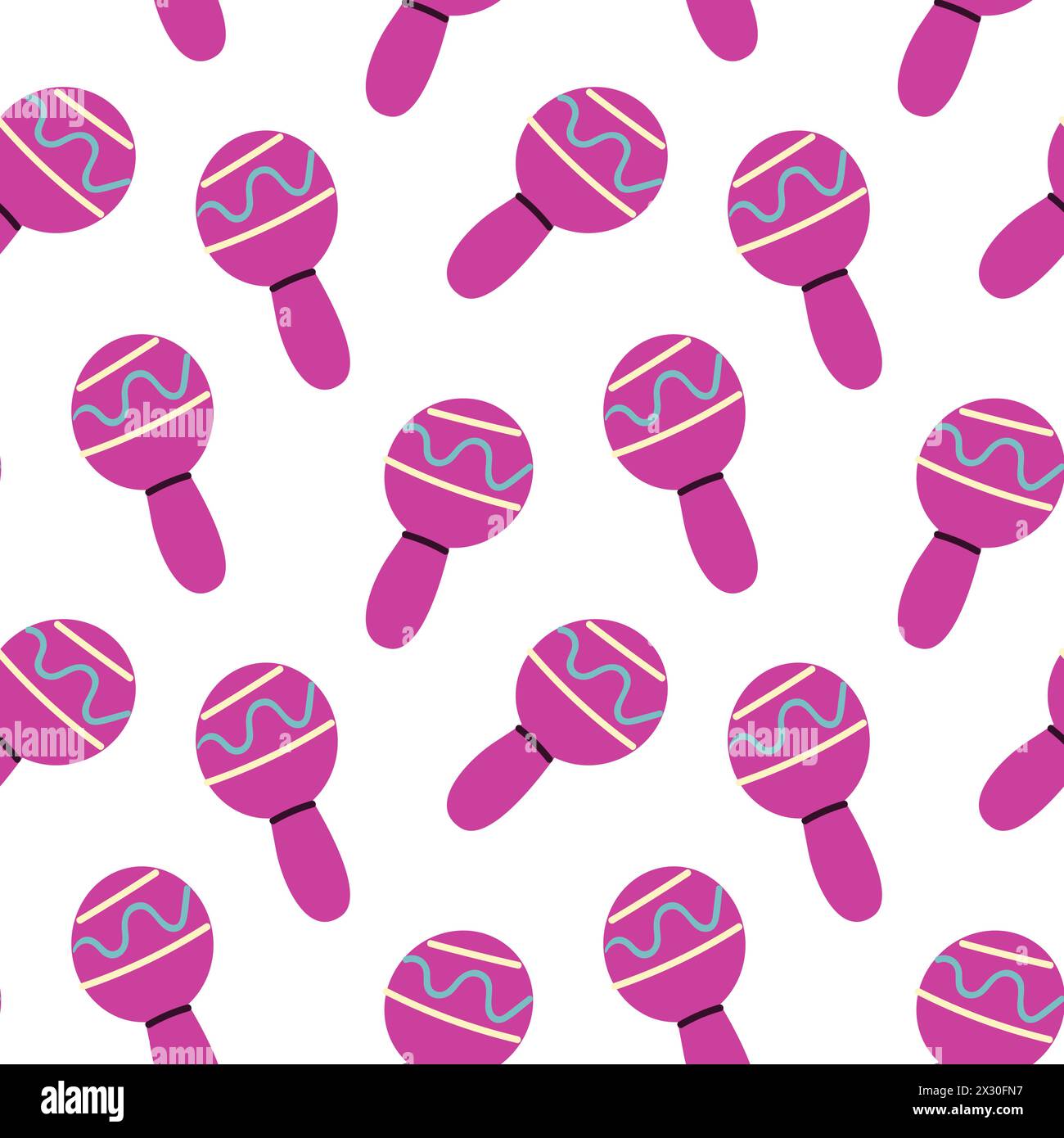 Joli instrument de musique mexicain maracas motif sans couture. Illustration vectorielle pour carnaval, bannière de festival, carte de voeux, affiche. Illustration de Vecteur