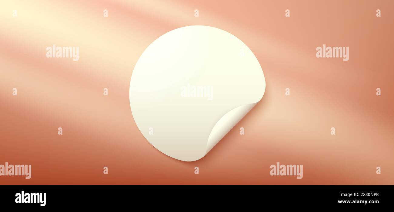 Fond d'autocollant rond vide. Étiquette blanche, autocollant rond en papier avec coin pelable. Symbole d'étiquette adhésive circulaire. Vecteur Illustration de Vecteur