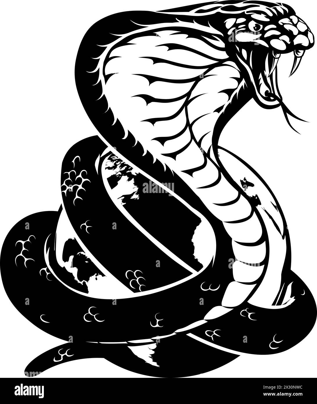 Cobra Snake World Earth Globe concept Illustration de Vecteur