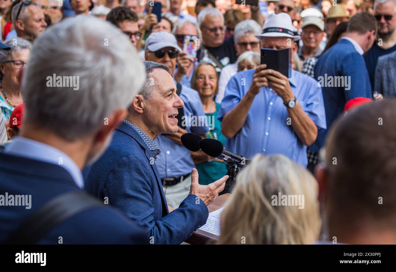 Bundespräsident Ignazio Cassis BEI seiner Ansprache. (Schaffhausen, Schweiz, 30.06.2022) Banque D'Images