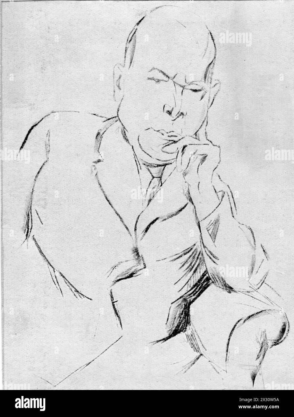 Spengler, Oswald, 29.5.1880 - 8,5.1936, philosophe allemand, dessin de Rudolf Grossmann, années 1920, LE COPYRIGHT DE L'ARTISTE NE DOIT PAS ÊTRE EFFACÉ Banque D'Images