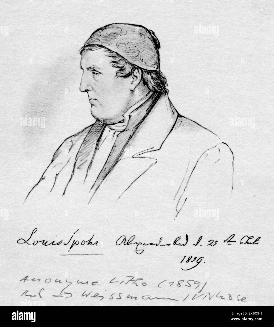 Spohr, Ludwig, 5.4.1784 - 22,10 1859, compositeur et chef d'orchestre allemand, dessin, Kassel, 1859, ADDITIONAL-RIGHTS-LEARANCE-INFO-NOT-AVAILABLE Banque D'Images