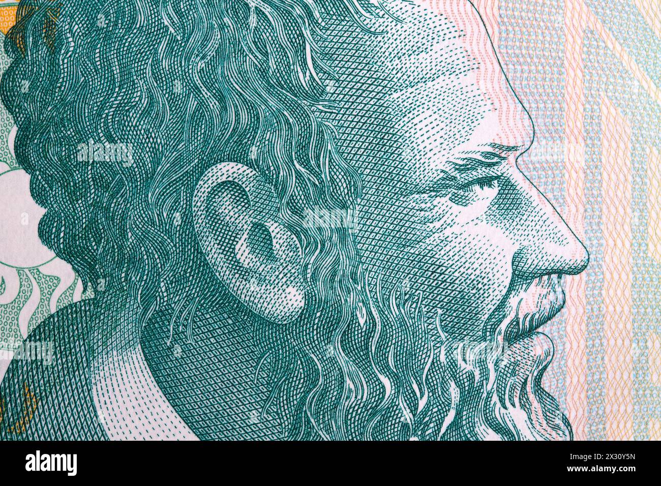 Pjeter Bogdani un gros portrait de l'argent albanais - lek Banque D'Images