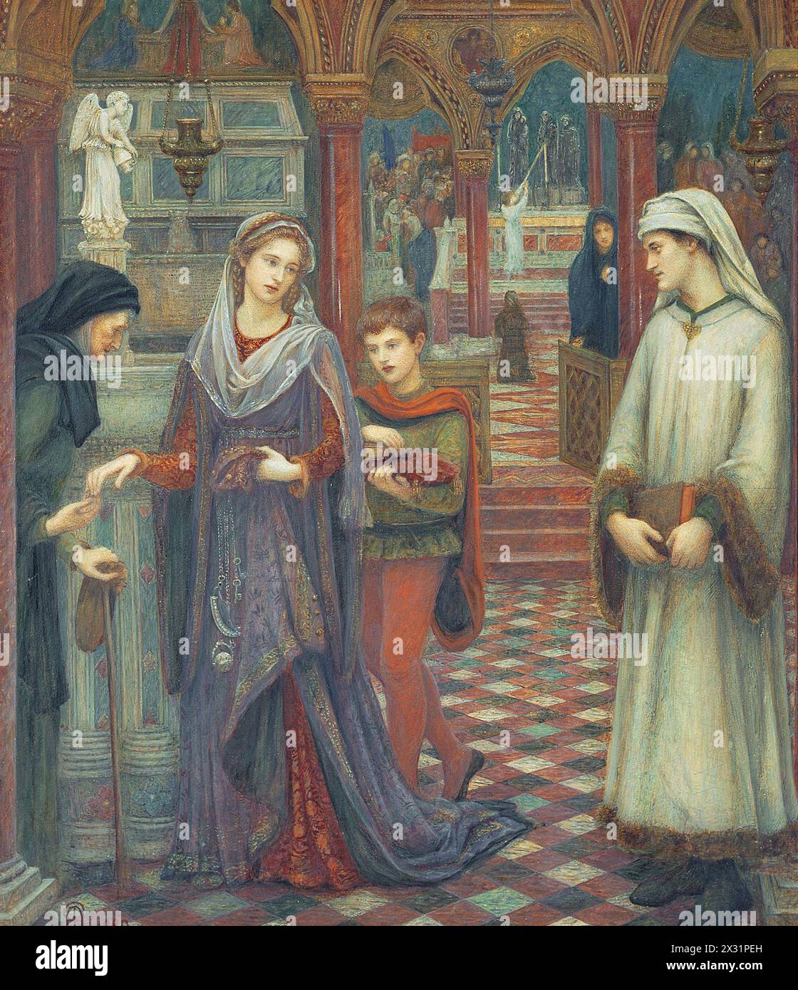 Première rencontre de Pétrarque et Laura (église de Santa Chiara à Avignon), 1889 Marie Spartali Stillman Banque D'Images