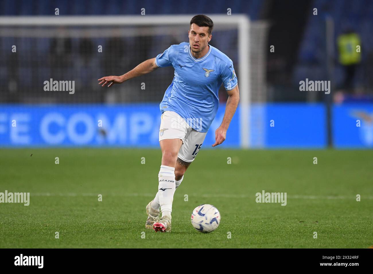 Nicolo Casale du SS Lazio lors du match de demi-finale de la coupe d'Italie entre le SS Lazio et le Juventus FC au stade Olimpico à Rome (Italie), le 23 avril 2024. Banque D'Images