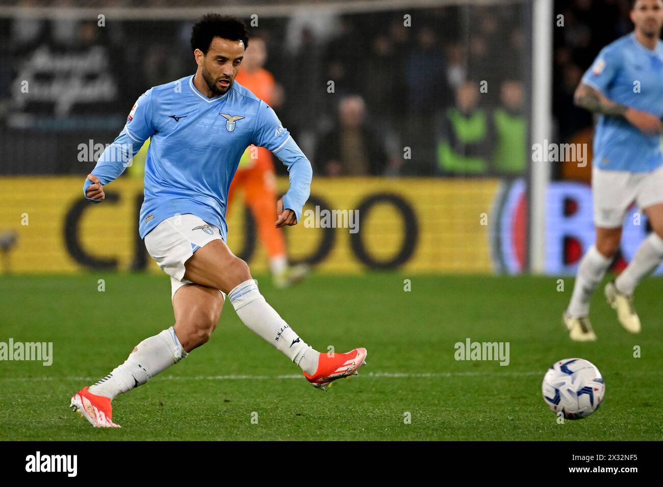 Felipe Anderson du SS Lazio en action lors du match de demi-finale de la coupe d'Italie entre le SS Lazio et le Juventus FC au stade Olimpico à Rome (Italie), le 23 avril 2024. Banque D'Images