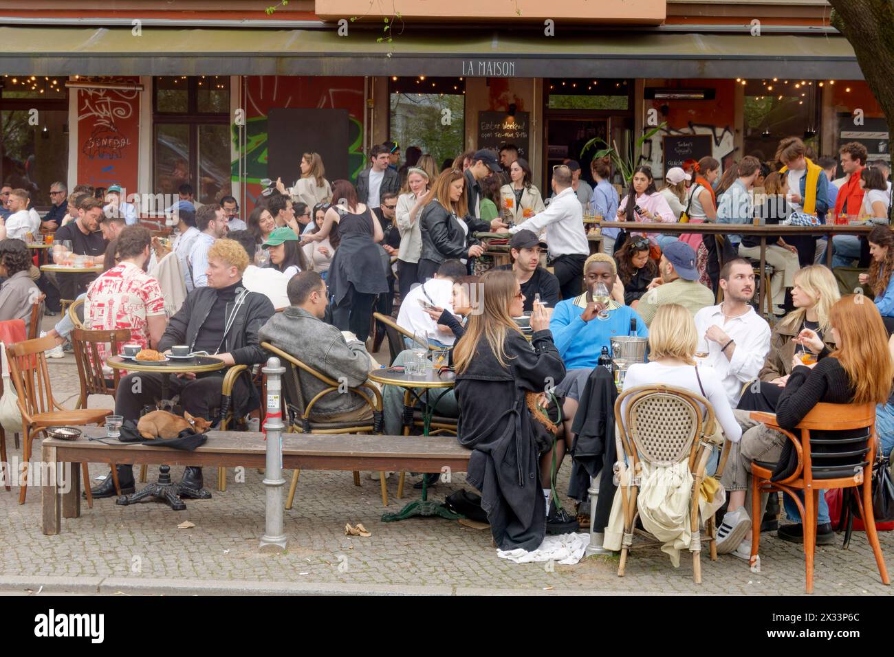 La Maison, Cafe am Paul-Lincke-Ufer à Kreuzberg, Frühling, Berlin Banque D'Images