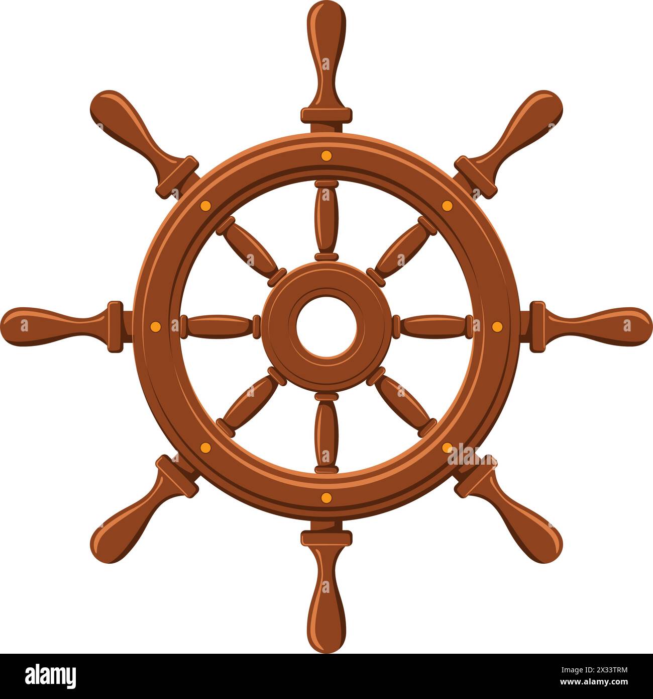 vecteur classique de symbole d'icône de volant nautique en bois de bateau marron isolé sur fond transparent Illustration de Vecteur