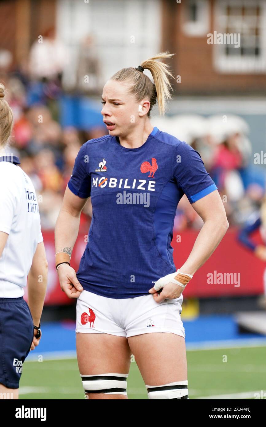 Romane Menager, pays de Galles contre France. Guinness Women's six Nations, 21 avril 2024, Cardiff Arms Park, Credit Penallta Photographics Banque D'Images