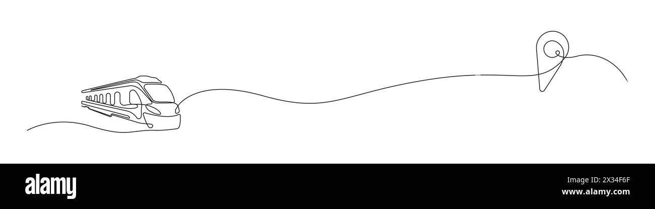 Fond de vecteur d'icône de voyage d'une ligne. Icône former et épingler. Contour continu d'une icône de chemin de fer Illustration de Vecteur