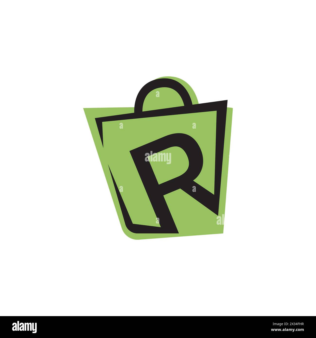 Magasin sac avec lettre R graphique icône logo design abstrait vecteur de concept. Logo sac à provisions sur lettre R modèle sac à provisions sur lettre R initial Shopp Illustration de Vecteur