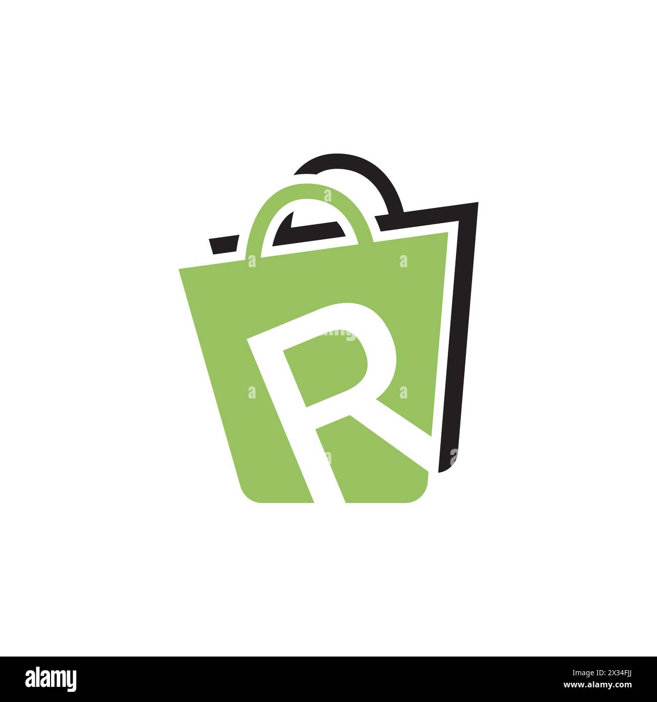 Magasin sac avec lettre R graphique icône logo design abstrait vecteur de concept. Logo sac à provisions sur lettre R modèle sac à provisions sur lettre R initial Shopp Illustration de Vecteur