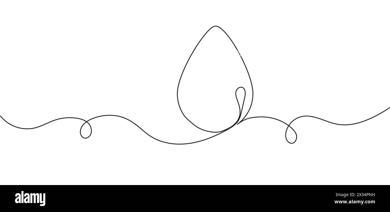 Illustration vectorielle de goutte d'eau dans le dessin de ligne continue. Style de ligne de goutte de sang, Illustration de Vecteur