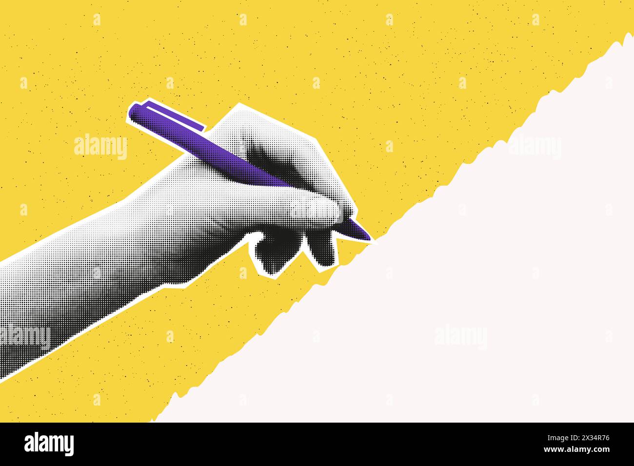 Illustration vectorielle de bannière de collage d'écriture à la main demi-teinte Illustration de Vecteur