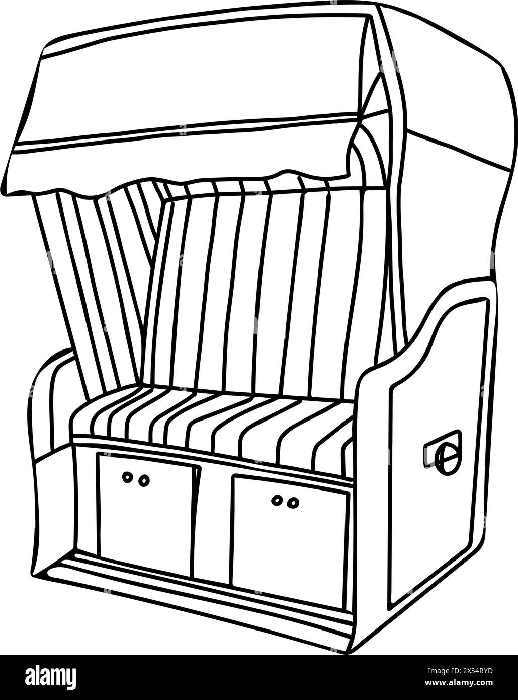 Chaise de plage à capuche de la mer baltique, Allemagne, isolé sur fond blanc. Illustration vectorielle dessinée à la main. Esquisse simple. Illustration de Vecteur Chaise de plage à capuche de la mer baltique, Allemagne, isolé sur fond blanc. Illustration vectorielle dessinée à la main. Esquisse simple. Illustration de Vecteur