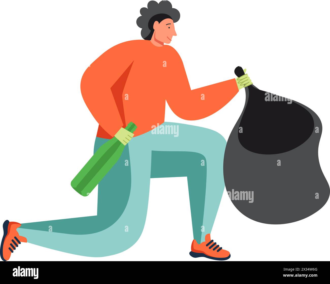 Collecte des déchets et nettoyage des rues, illustration isolée à plat vectorielle Illustration de Vecteur