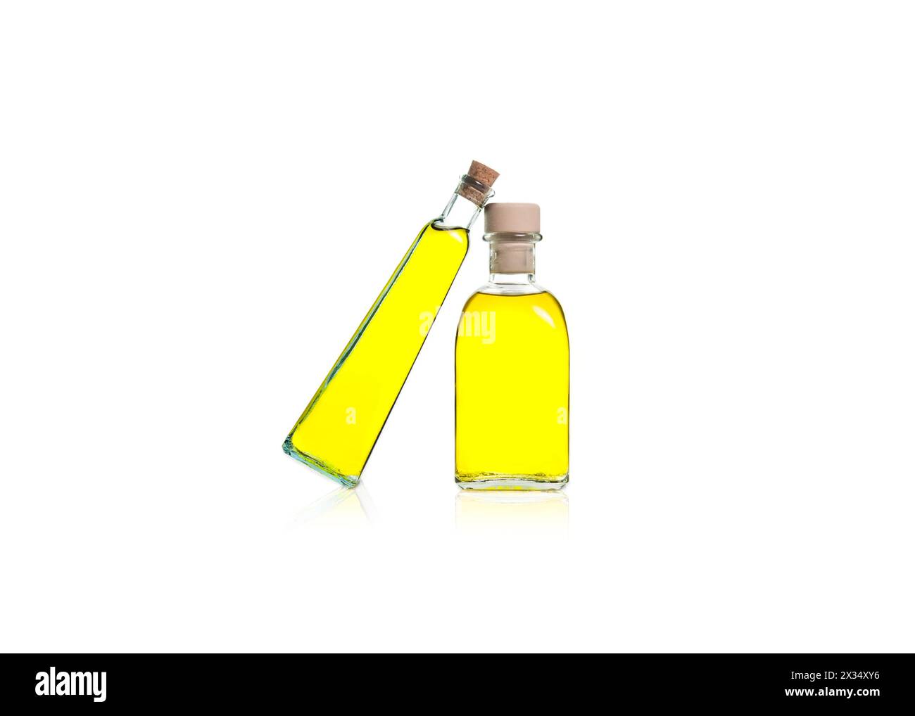 bouteilles d'huile d'olive isolées sur fond blanc Banque D'Images