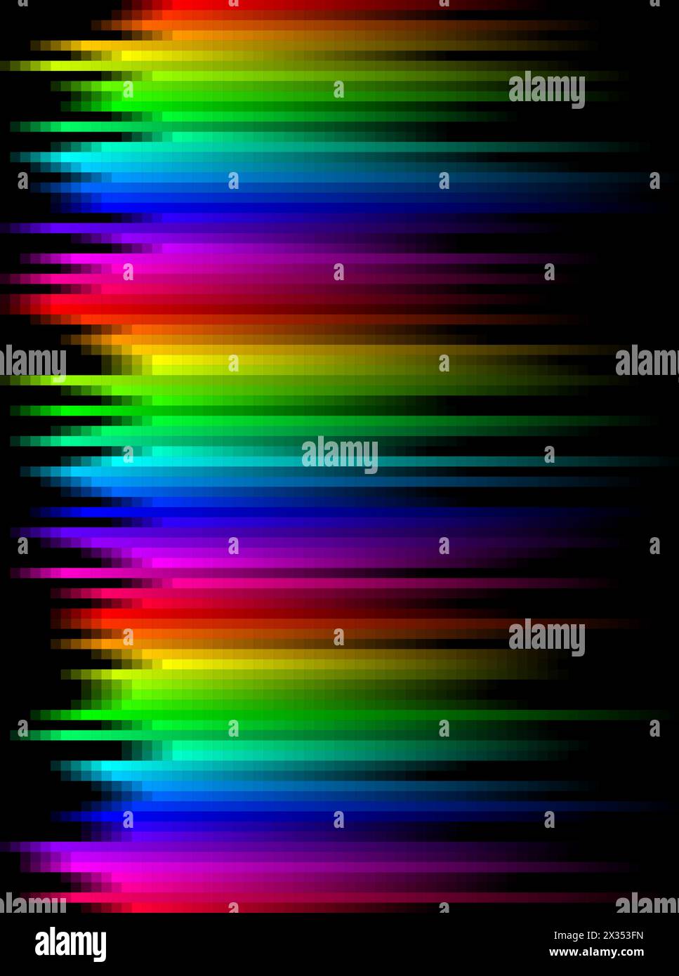 Gradient de rayures arc-en-ciel avec motif mosaïque de carrés, fond noir, papier peint graphique vectoriel ou dépliant Illustration de Vecteur