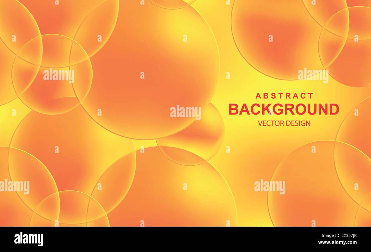 Arrière-plan abstrait avec 3D boules orange. Bulles brillantes dynamiques et colorées, composition futuriste avec sphères transparentes. banne moderne et tendance Illustration de Vecteur