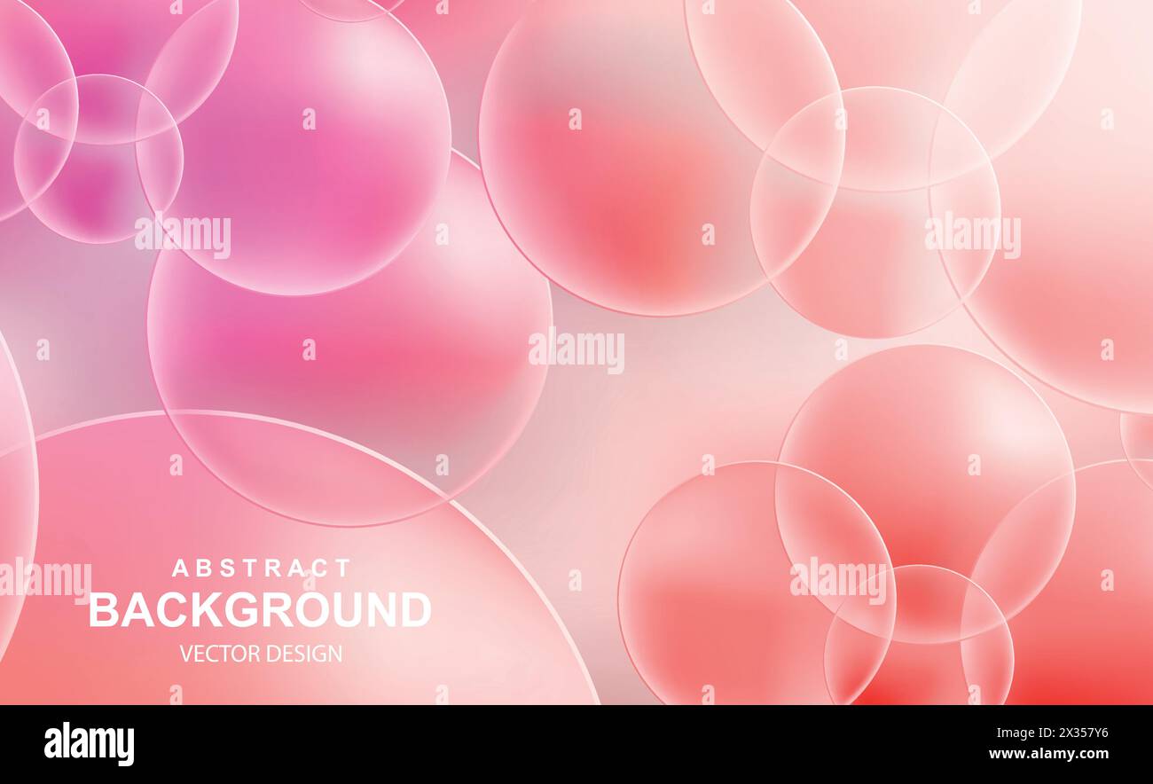 Arrière-plan abstrait avec boules transparentes roses. Motif bulles coloré, composition futuriste avec sphères brillantes. Toile de fond dynamique avec 3D Illustration de Vecteur