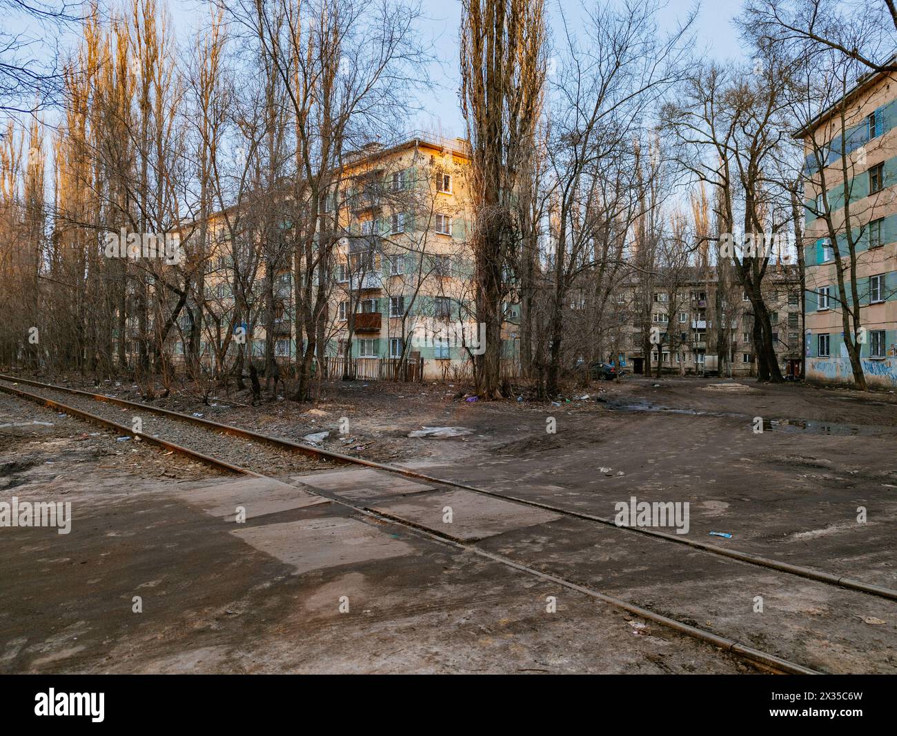 Bidonville de pauvreté partie de Voronej Russie. Banque D'Images